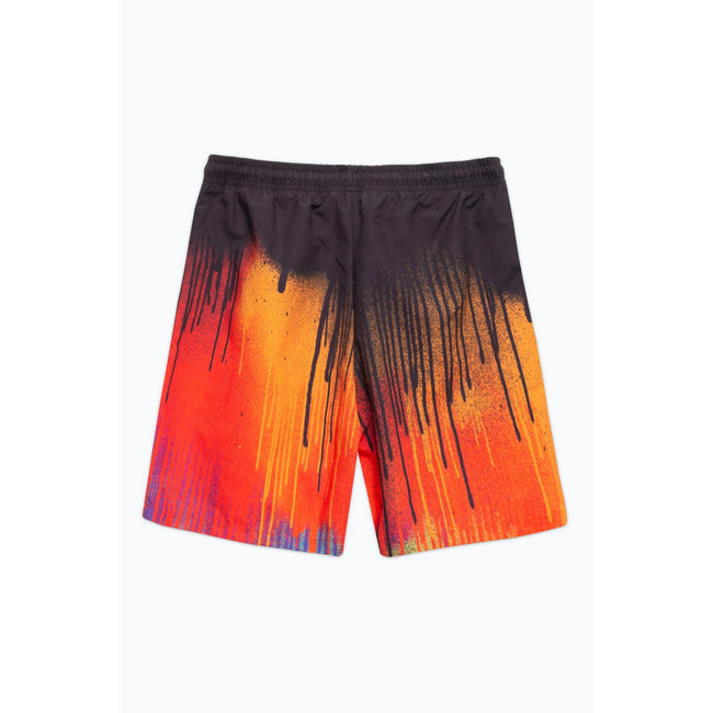 Red - Back - Hype Boys Multi Drip Script Swim Shorts