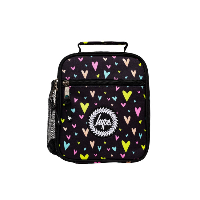 Black-Pink - Front - Hype Heart Glitter Lunch Bag