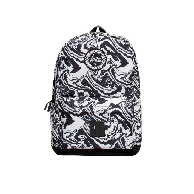 Black-White - Front - Hype Mono Marble Knapsack