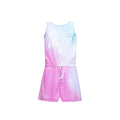 Blue-Pink - Front - Hype Girls Script Fade Playsuit