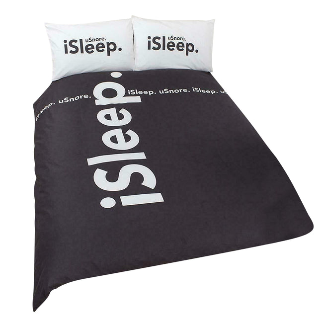 Black-White - Back - ISleep Reversible Quilt-Duvet Cover Bedding Set