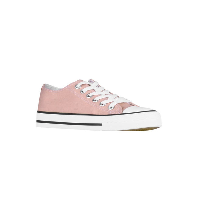 Pink-White - Front - Krisp Womens-Ladies Basic Low Top Sneakers