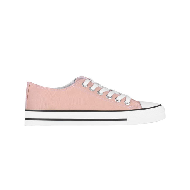Pink-White - Back - Krisp Womens-Ladies Basic Low Top Sneakers