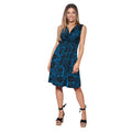 Teal - Back - Bold Floral Print Knot Front Dress