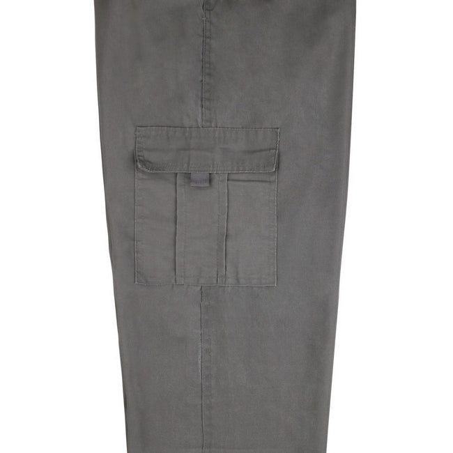 Gray - Side - Krisp Mens Multi Pocket Cargo Trousers