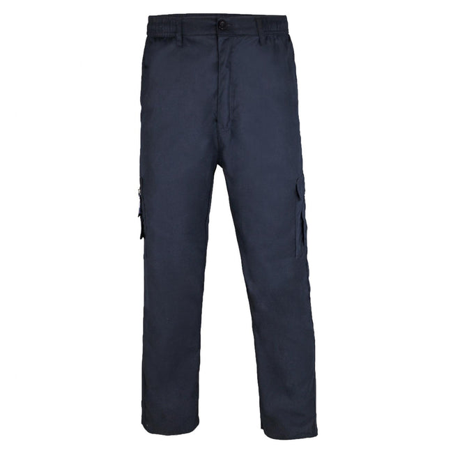 Navy - Front - Krisp Mens Multi Pocket Cargo Trousers