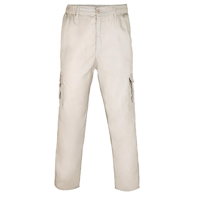 Stone - Front - Krisp Mens Multi Pocket Cargo Trousers