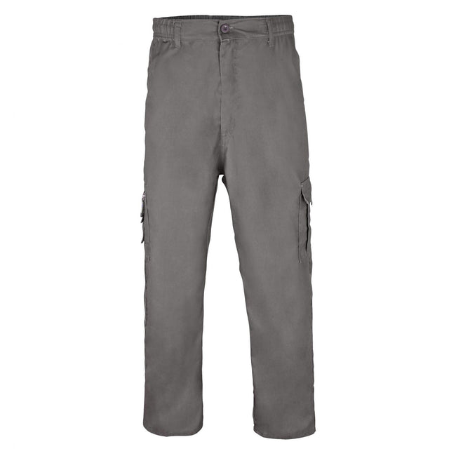 Gray - Front - Krisp Mens Multi Pocket Cargo Trousers