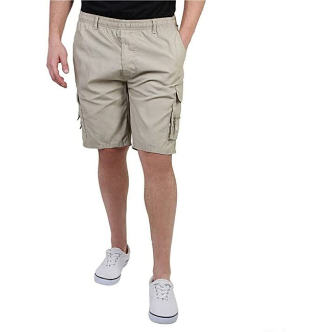 Stone - Front - Krisp Mens Plain Cotton Cargo Shorts