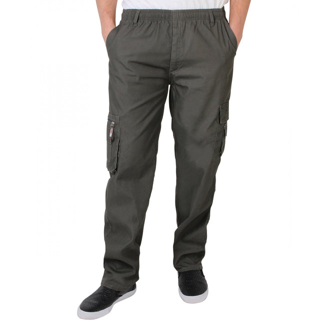 Dark Grey - Front - Krisp Mens Army Cargo Pants