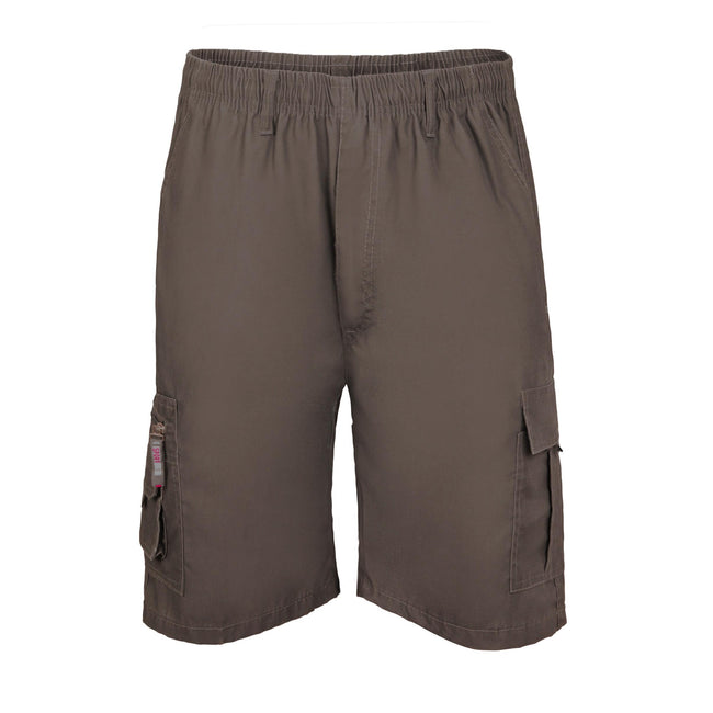 Mud - Front - Krisp Mens Cotton Plain Elasticated Waist Cargo Shorts