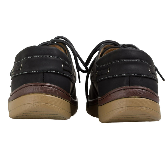 Black - Side - Krisp Mens Plain Leather Boat Shoes