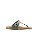 Green - Front - Krisp Mens Leather Toe Post Wide Sandals