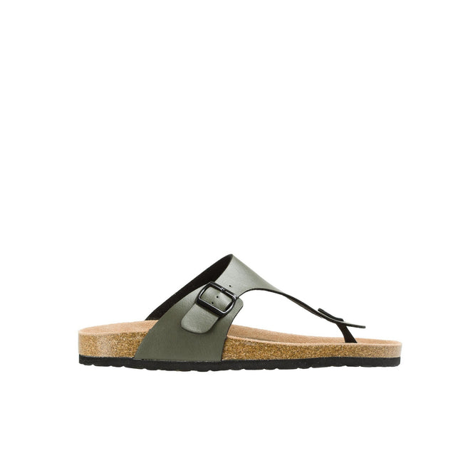 Green - Front - Krisp Mens Leather Toe Post Wide Sandals
