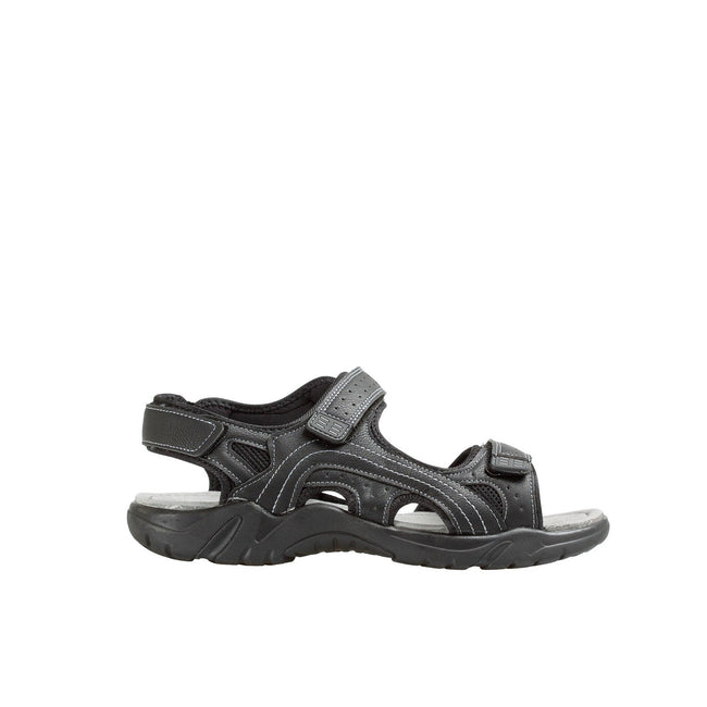 Black - Front - Krisp Mens Leather Sport Sandals