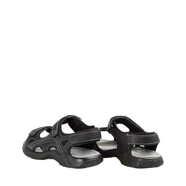 Black - Back - Krisp Mens Leather Sport Sandals