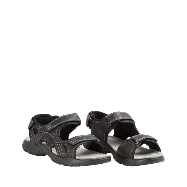 Black - Side - Krisp Mens Leather Sport Sandals