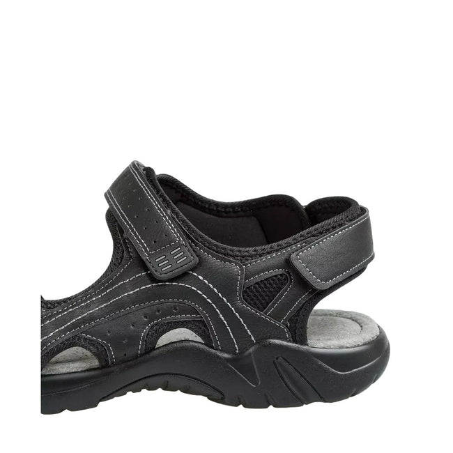Black - Pack Shot - Krisp Mens Leather Sport Sandals