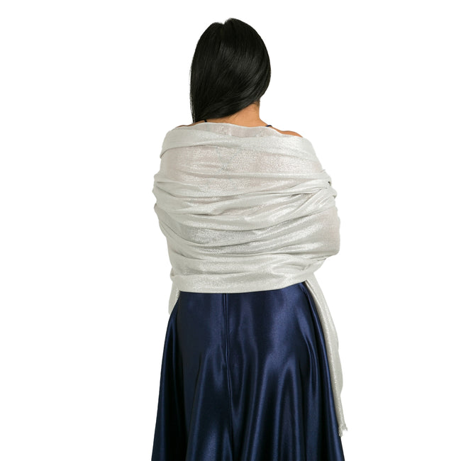 Silver - Back - Krisp Lurex Shawl