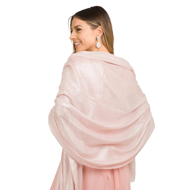 Dusty Pink - Back - Krisp Lurex Shawl