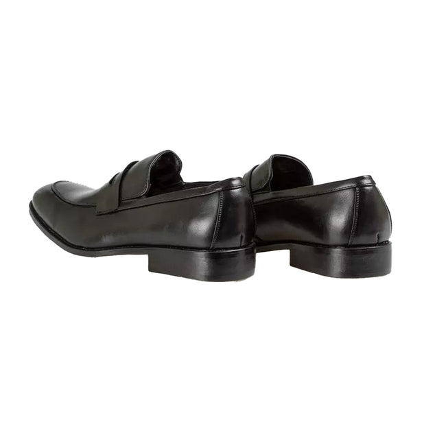 Black - Back - Krisp Mens Classic Leather Loafers