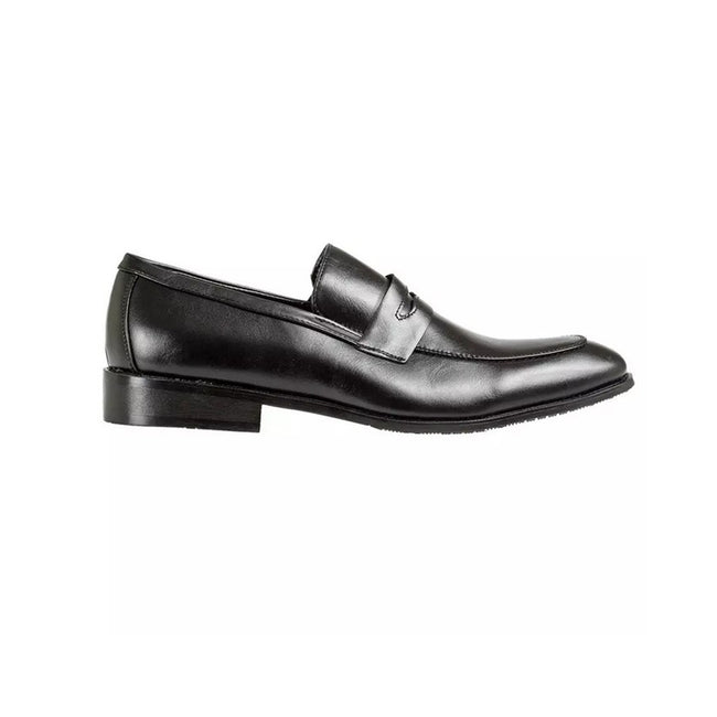 Black - Side - Krisp Mens Classic Leather Loafers