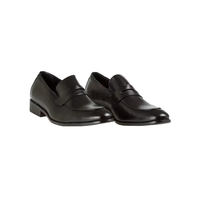 Black - Front - Krisp Mens Classic Leather Loafers