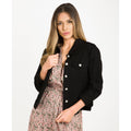 Black - Front - Krisp Womens-Ladies Classic Button Front Denim Jacket