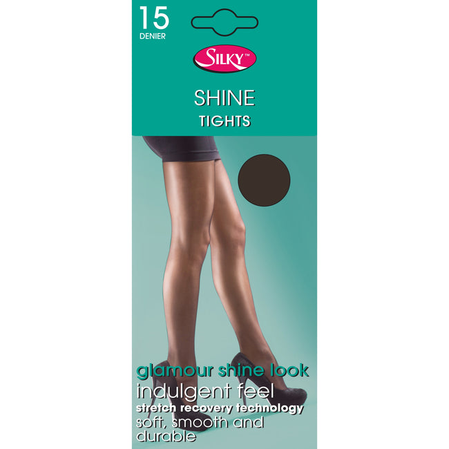 Barely Black - Front - Silky Womens-Ladies Shine Tights (1 Pair)