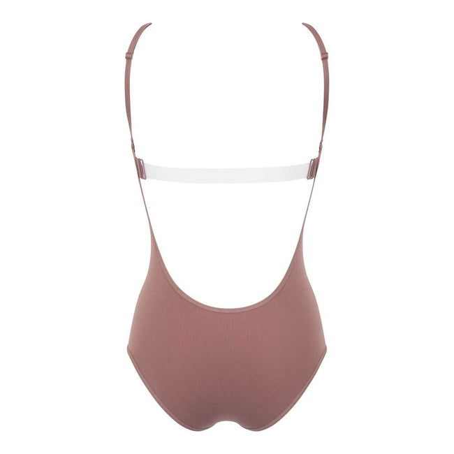 Dark Nude - Back - Silky Dance Girls Padded Low Back Onesie