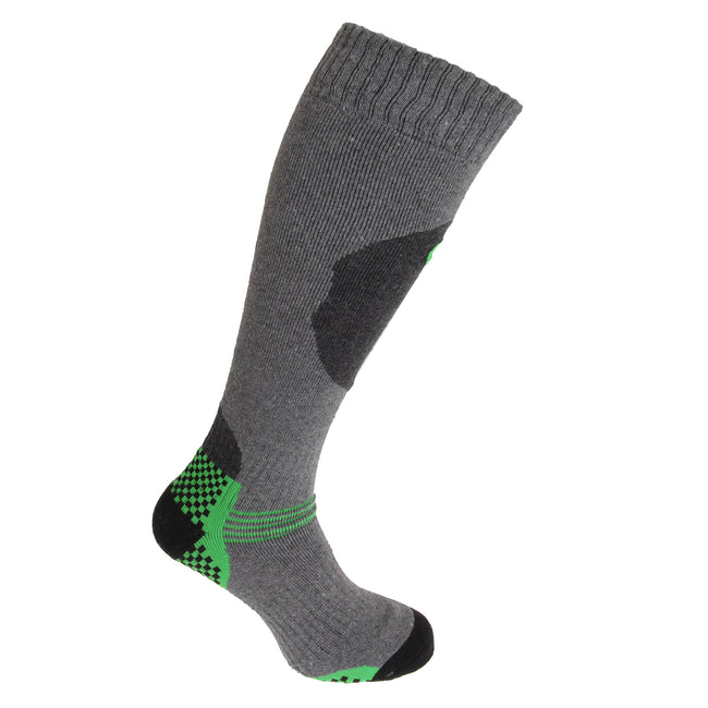 Grey-Green - Front - Mens High Performance Extra Comfort Ski Socks (1 Pair)