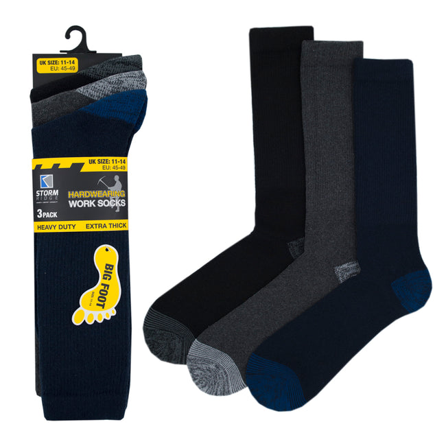 Dark Gray-Navy-Black - Front - Storm Ridge Mens Hardwearing Work Socks (3 Pairs)