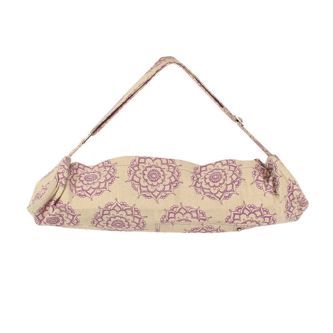 Cream-Purple - Back - Yoga-Mad Mandala Yoga Mat Bag