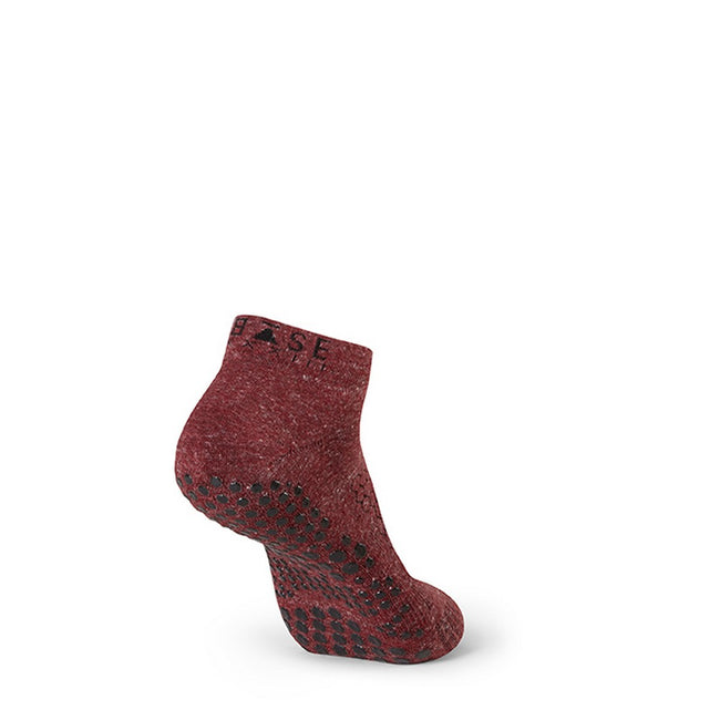 Burgundy - Back - Base 33 Mens Gripped Ankle Socks