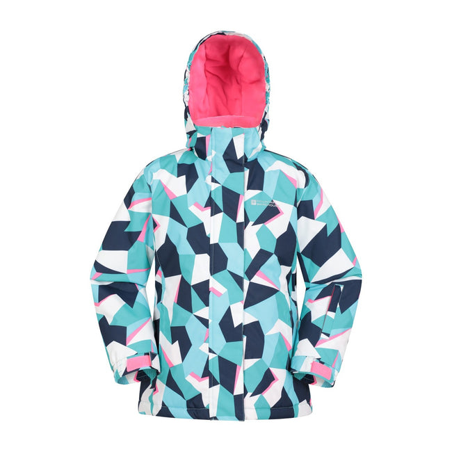 Teal - Front - Mountain Warehouse Childrens-Kids Honey Geometric Ski Jacket