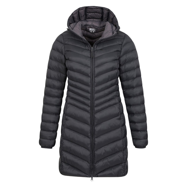 Black - Pack Shot - Mountain Warehouse Womens-Ladies Florence Long Padded Jacket