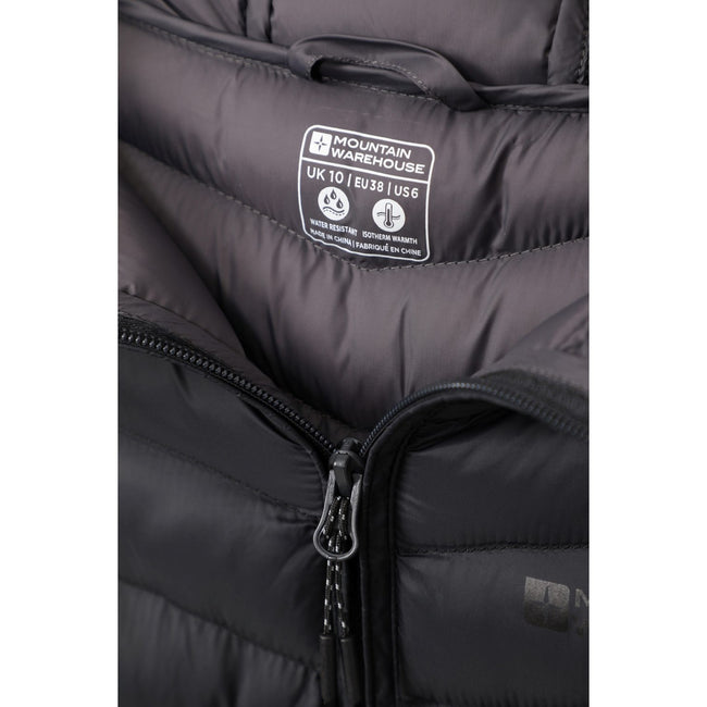 Black - Close up - Mountain Warehouse Womens-Ladies Florence Long Padded Jacket