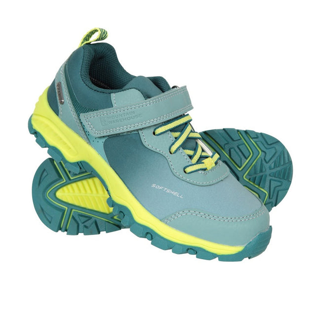 Green - Pack Shot - Mountain Warehouse Childrens-Kids Active Softshell Waterproof Walking Shoes