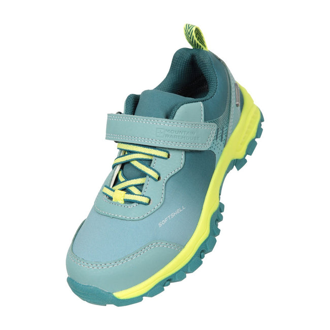 Green - Front - Mountain Warehouse Childrens-Kids Active Softshell Waterproof Walking Shoes