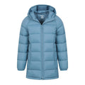 Blue - Pack Shot - Mountain Warehouse Childrens-Kids Freya Longline Padded Jacket