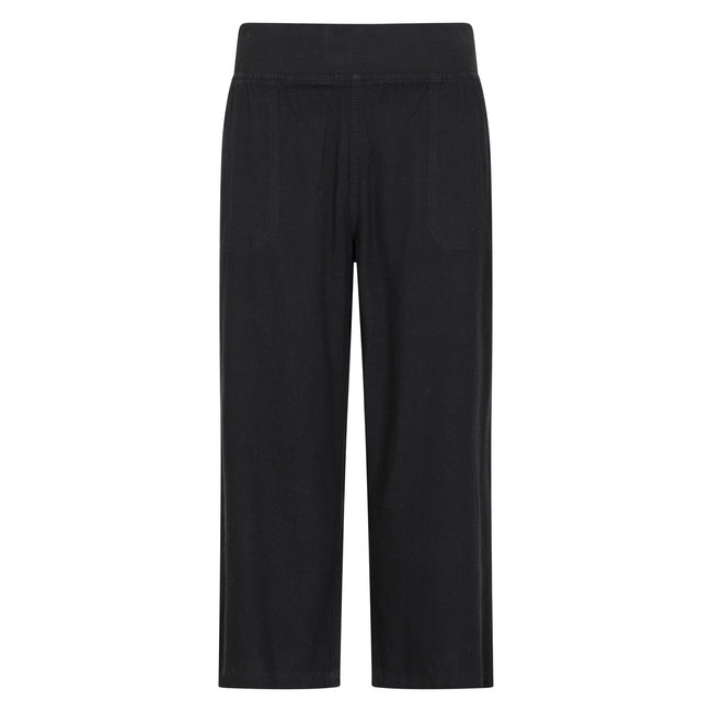 Black - Front - Mountain Warehouse Womens-Ladies Skye Linen Blend Capri