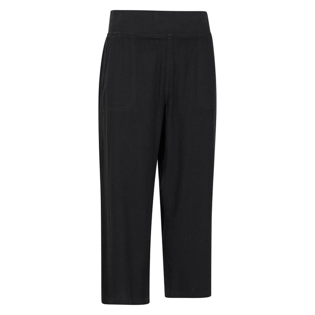 Black - Side - Mountain Warehouse Womens-Ladies Skye Linen Blend Capri