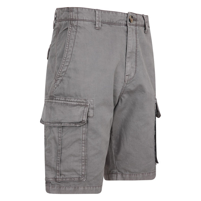 Gray - Side - Mountain Warehouse Mens Outback Washed Cargo Shorts