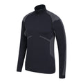Black - Side - Mountain Warehouse Mens Freestyle Seamless Zip Neck Base Layer Top