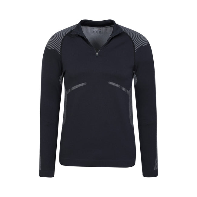 Black - Lifestyle - Mountain Warehouse Mens Freestyle Seamless Zip Neck Base Layer Top