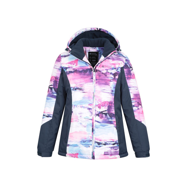 Pink - Pack Shot - Mountain Warehouse Womens-Ladies Dawn II Printed Ski Jacket