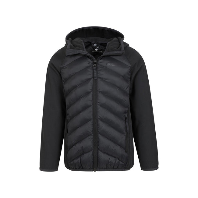 Black - Pack Shot - Mountain Warehouse Childrens-Kids Techy Turbine Padded Jacket