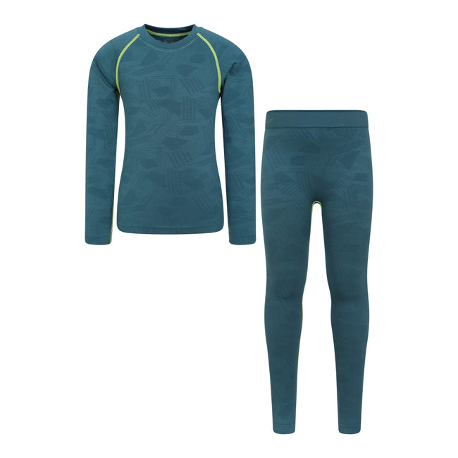 Petrol - Front - Mountain Warehouse Childrens-Kids Seamless Active Base Layer Set