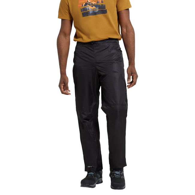 Black - Pack Shot - Mountain Warehouse Mens Spray Waterproof Regular Pants