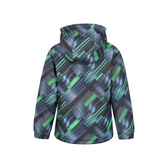 Dark Green-Gray - Side - Mountain Warehouse Childrens-Kids Printed Ski Jacket Set